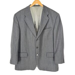 Vtg Monsieur Givenchy Herringbone Wool Blazer Mens 48R Luxury Gray Academia Prep